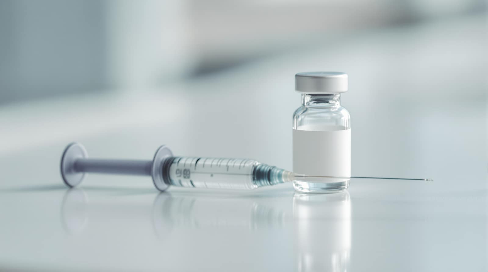 A close-up macro of the dose dial of an unbranded medical injection pen in soft light